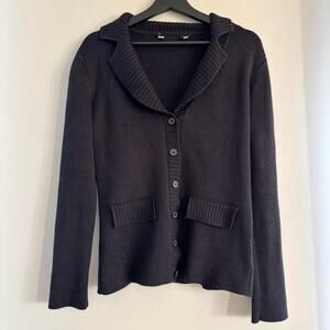 Wool Blend Cardigan Cozy Button Front Faux Pockets